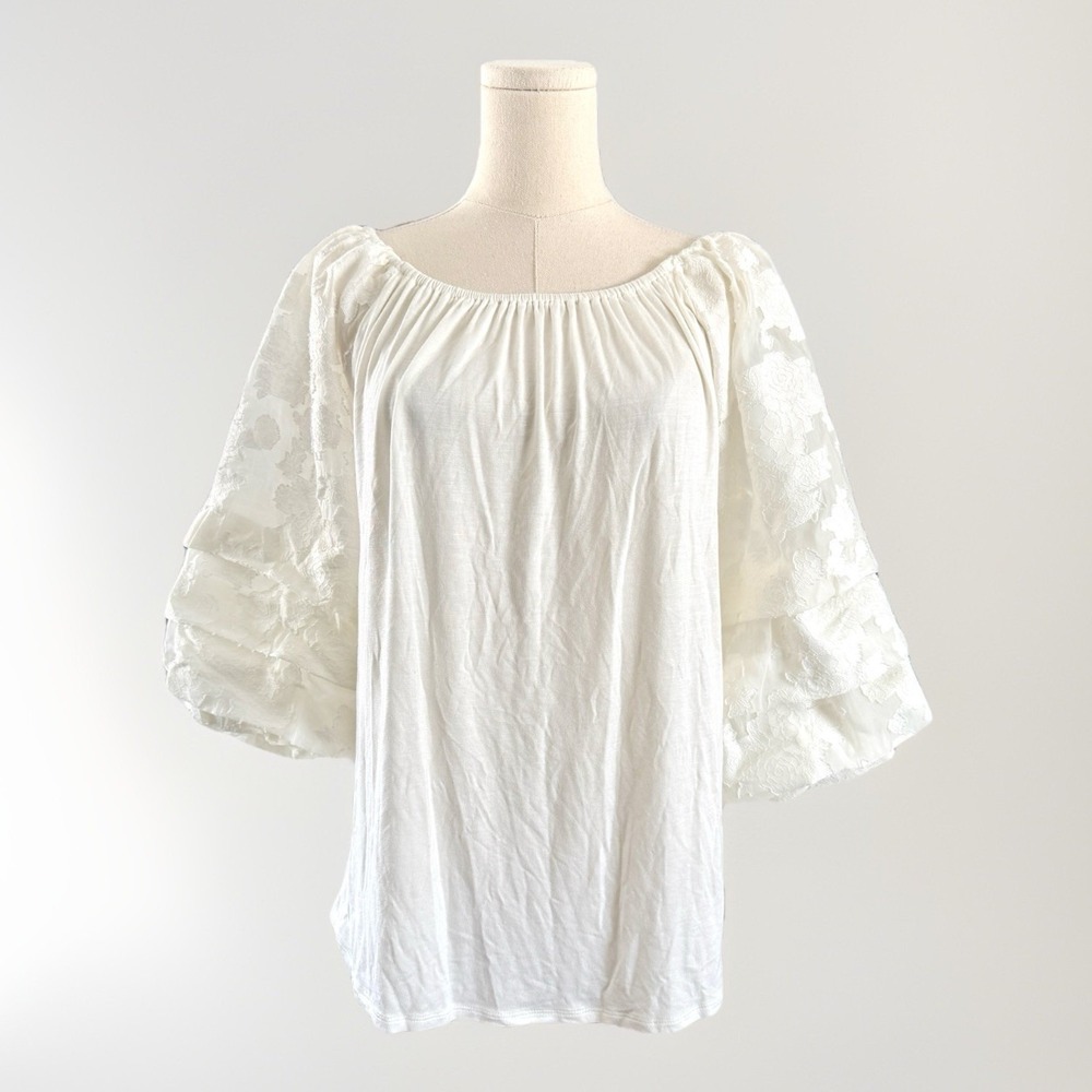 NWT Hannah Ethereal Top Womens S Elegant White Puff Sleeve Bridal Fairycore
